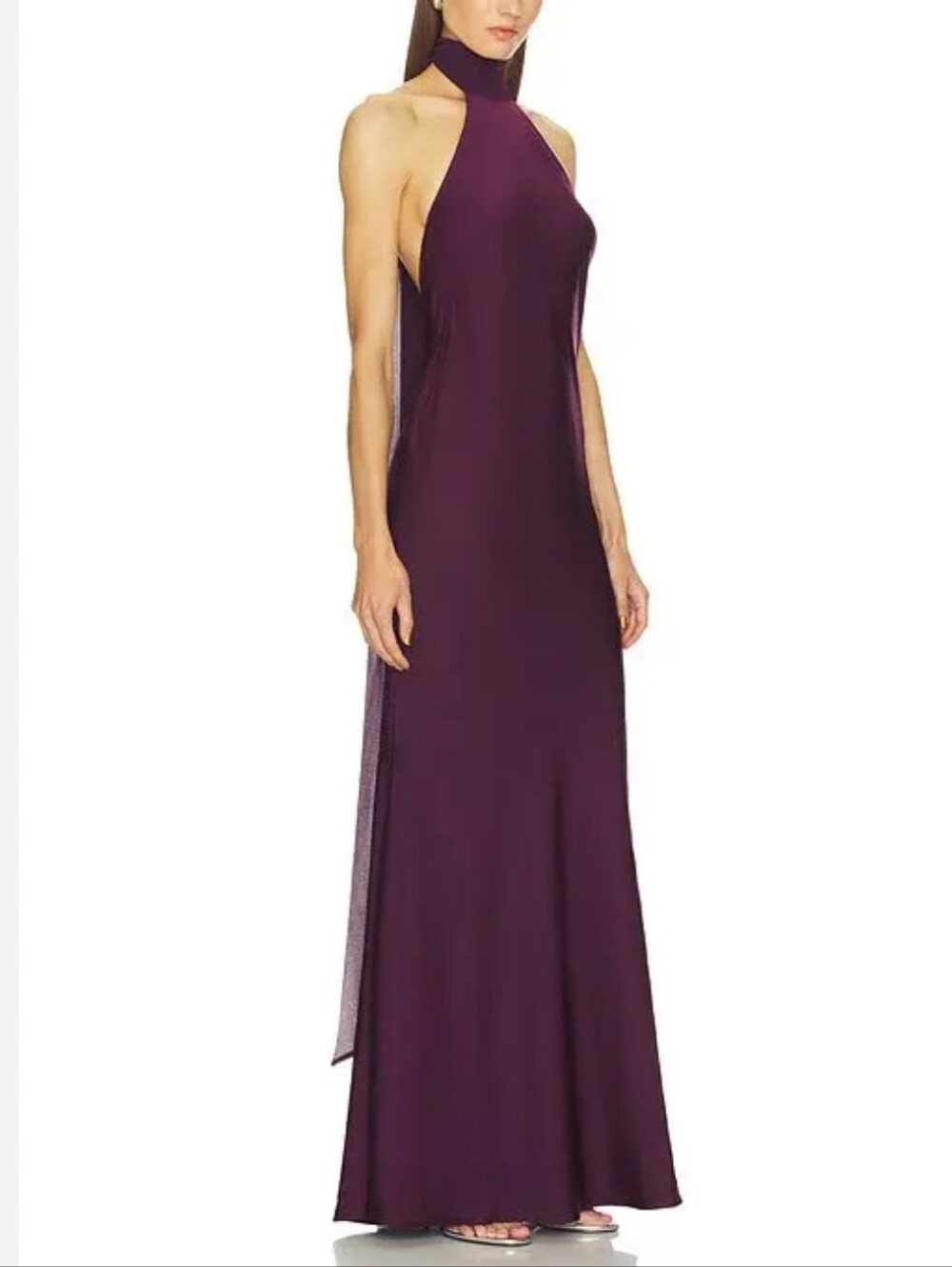 Loba gorgeous plum Halter Gown with Neck Tie & Long Sash size XS new with tags
